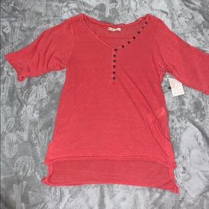 Short sleeve red free people top